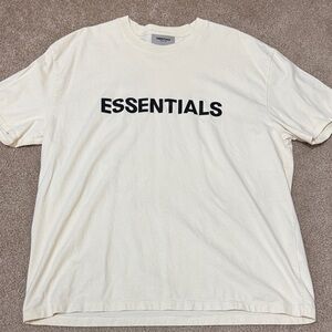Essentials Cream Tee with Black ESSENTIALS Logo